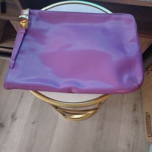 MaxMara purple patent leather envelope clutch 12"X9".